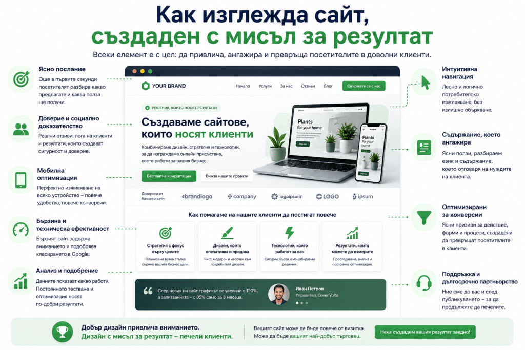 Уеб дизайн, който продава, не само изглежда добре 3 Как изглежда сайт, създаден с мисъл за резултат