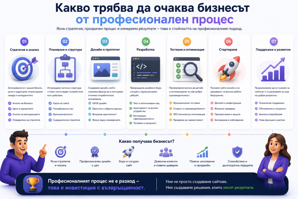 Уеб дизайн, който продава, не само изглежда добре 5 Какво трябва да очаква бизнесът от професионален процес