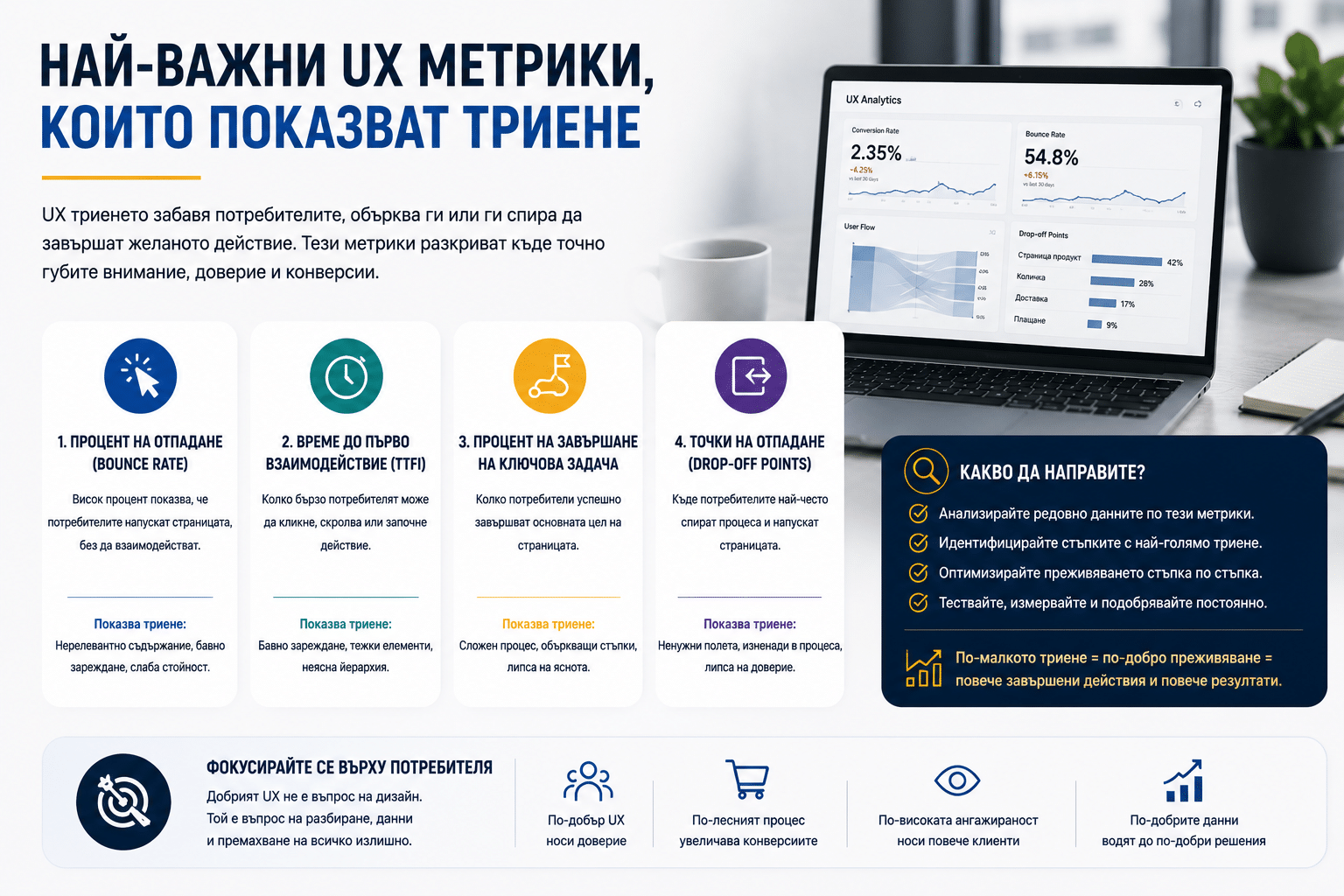 Най-важни UX метрики за повече конверсии 3 Метрики за UX и потребителско поведение