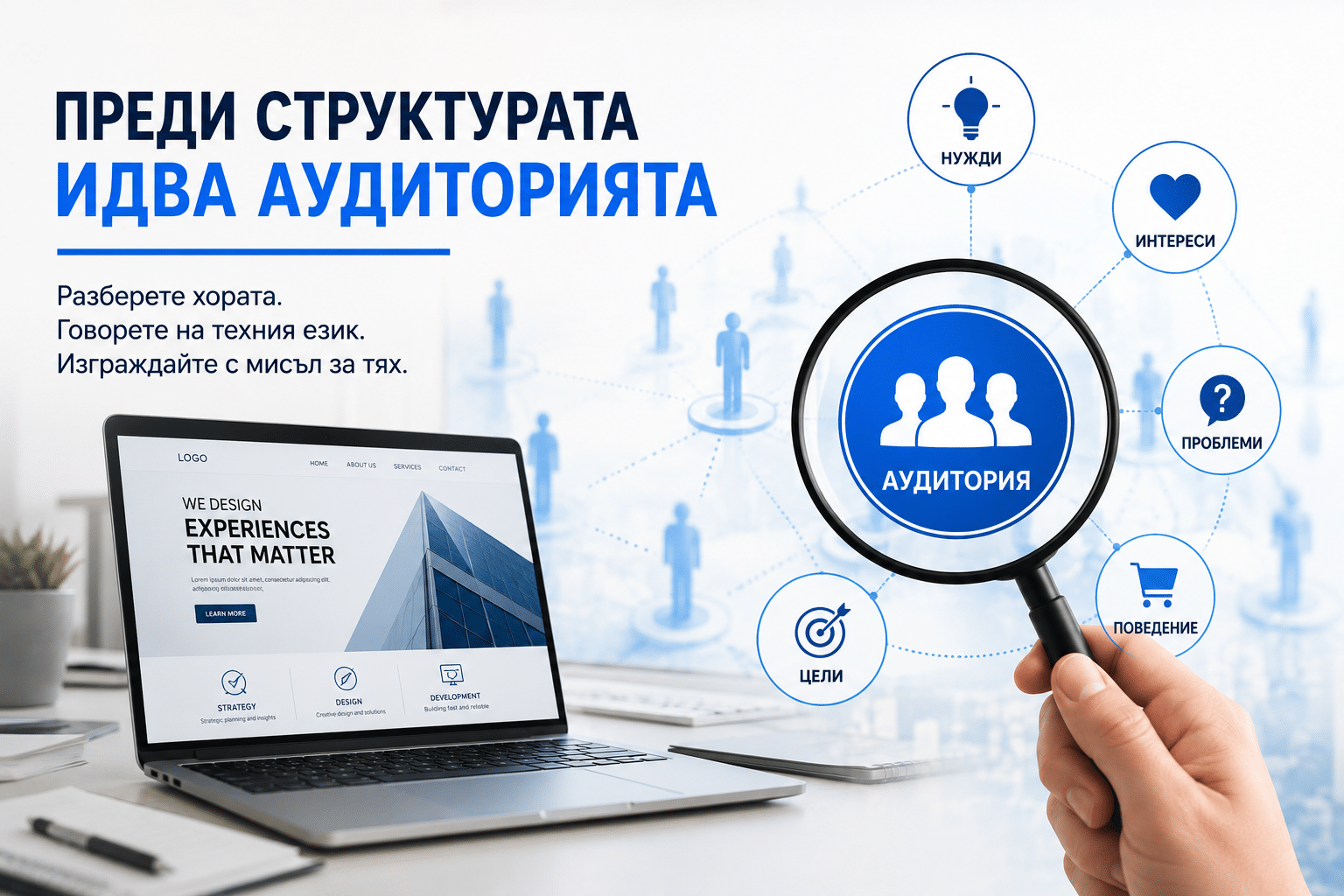 Как се планира бизнес сайт без излишни разходи 2 Преди структурата идва аудиторията