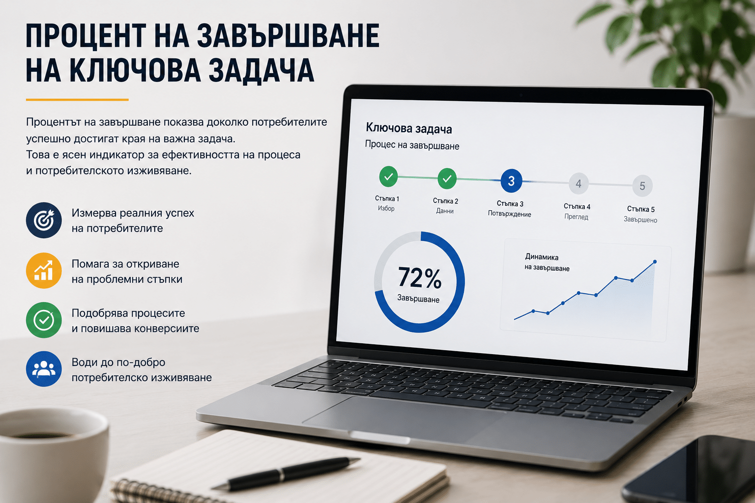 Най-важни UX метрики за повече конверсии 2 Графика за завършване на задача